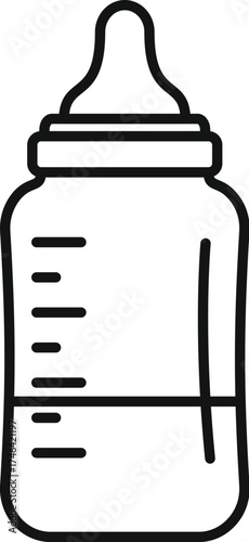 Baby bottle icon representing feeding, nutrition, and childcare, with milk and measuring scale