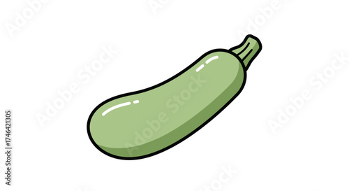 Cartoon zucchini illustration on white background for culinary and design