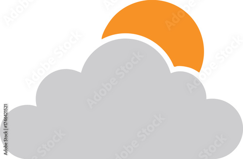 Hand made Sun behind cloud vector icon flat design weather symbol By illustrator for weather forecast apps and infographics