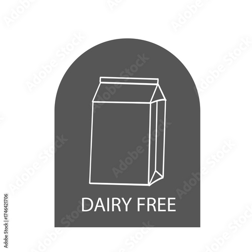Lactose free icon non dairy product badge. Glass bottle with milk in circle. Diet lactose free symbol. Simple emblem for diet.