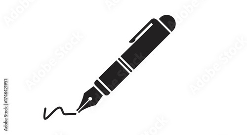 Elegant fountain pen drawing a line against a white backdrop