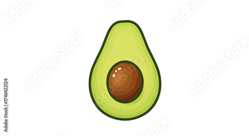 Fresh avocado illustration on white background for healthy eating concepts