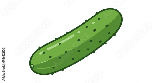 Fresh green cucumber illustration on white background for healthy eating