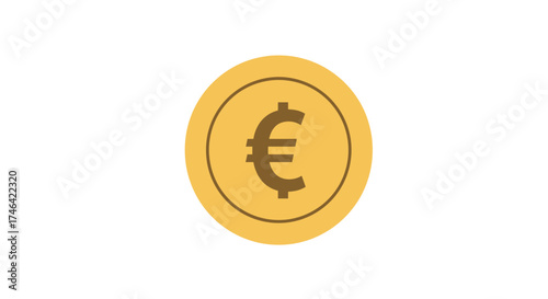 Golden euro coin illustration isolated on white financial concept