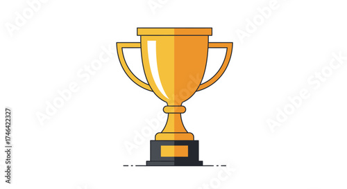 Golden trophy cup illustration on white background for achievement concept