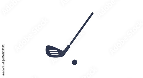Golf club and ball icon illustration isolated on white background