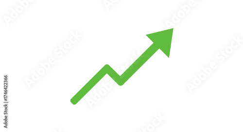 Green arrow pointing upward depicting growth success and achievement