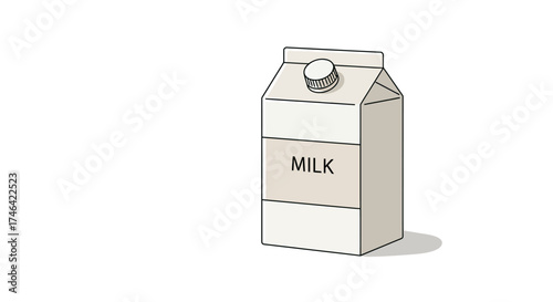 Illustrated milk carton with minimalist design and neutral color scheme