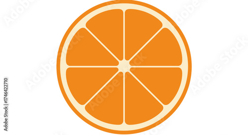 Illustration of a sliced orange fruit with vibrant orange segments isolated