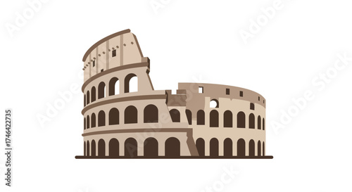 Illustration of the colosseum on white background for design projects