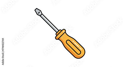 Illustrative image of a yellow screwdriver for construction and repair