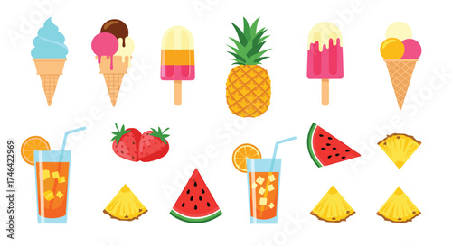 Summer delights featuring sweet treats and refreshing beverages. 