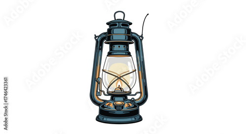 An old kerosene lantern provides a warm and inviting light.
