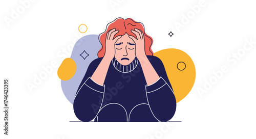 A person feeling stressed and overwhelmed with their hands on their head.