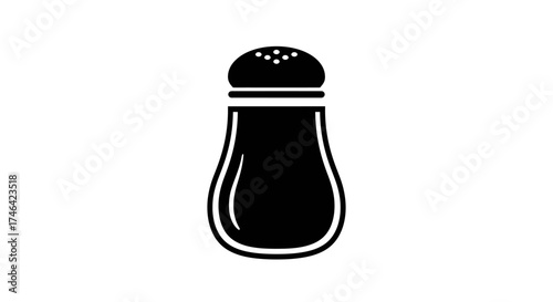 Minimalist black and white salt shaker illustration on clean white background