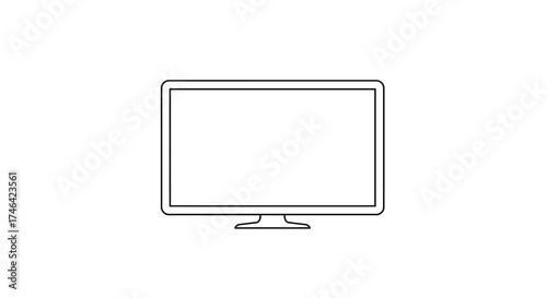 Minimalist line art illustration of a computer monitor on white background