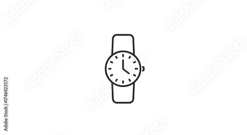 Minimalist watch icon on white background time concept illustration