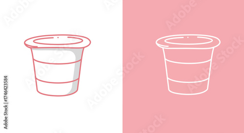 Minimalist yogurt cup illustrations white backgrounds clean design concept