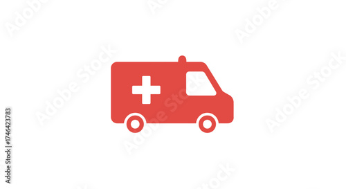 Red ambulance icon emergency medical vehicle illustration on white background