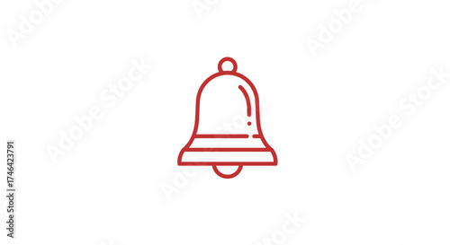 Red bell icon on white background for notification reminder or alert