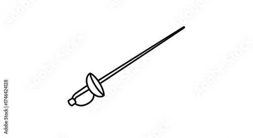Simple black and white illustration of a rapier sword weapon