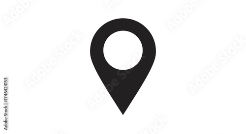 Simple black location pin icon isolated on white background