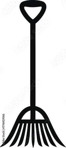 Full Black Rake Outline Vector Illustration