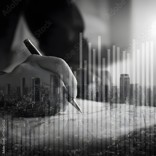 Data analytics examining financial trends and market insights