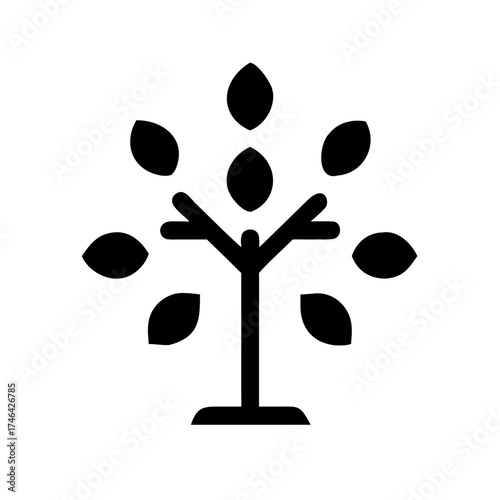 Vector art of a simple tree icon with leaves, representing nature, growth, and sustainability in a minimalist and elegant design