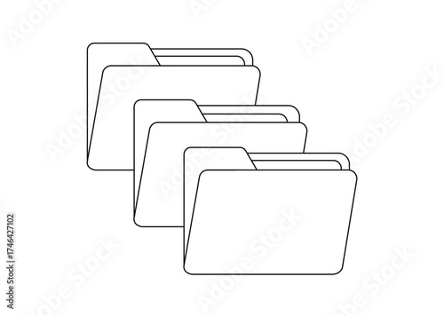 Minimalist line art illustration of a card index organizer, featuring alphabetic folders and office paperwork concept, ideal for business, documentation, data, and organization design themes.