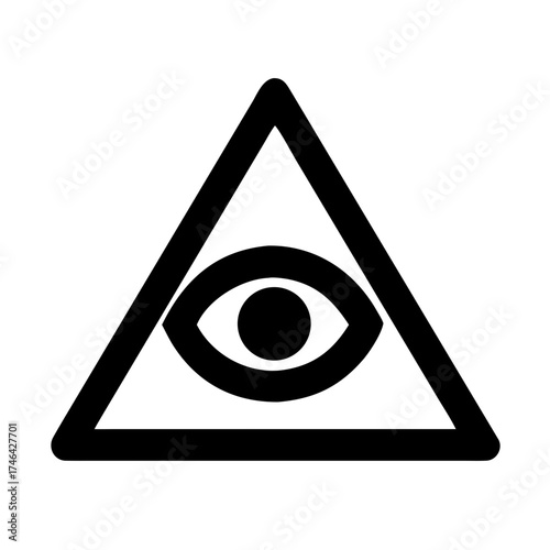 Vector art of the eye of providence, a symbol of divine guidance and enlightenment, depicted within a triangle, representing spiritual awareness