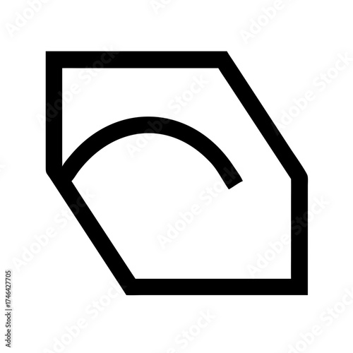 Vector art of this is a simple abstract icon of a camera lens aperture, perfect for use in photography or videography related designs