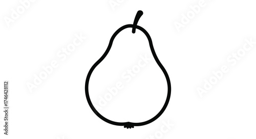 Simple outline icon of a pear fruit with stem representing healthy food and fresh produce silhouette