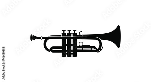 Classic brass trumpet silhouette isolated on for music jazz and performance concepts silhouette