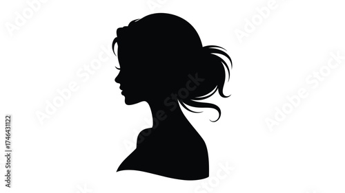 Elegant silhouette of a woman s profile with tousled updo hairstyle