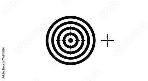 Simple black and white target illustration with crosshair graphic shown