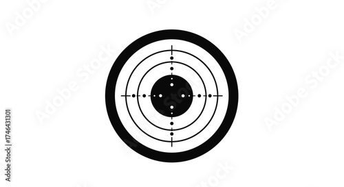 A classic target with concentric rings and a central red dot