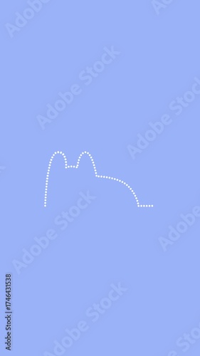 audio spectrum with cat lined figure on pastel blue background, portrait