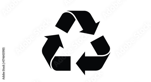 Simple black and white recycling symbol illustrates environmental sustainability concepts