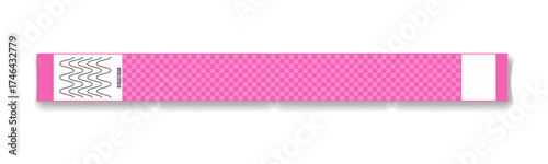 Wristband bracelet event access. Mock up paper hand band. Sticky hand entrance event paper bracelet isolated on a transparent background.