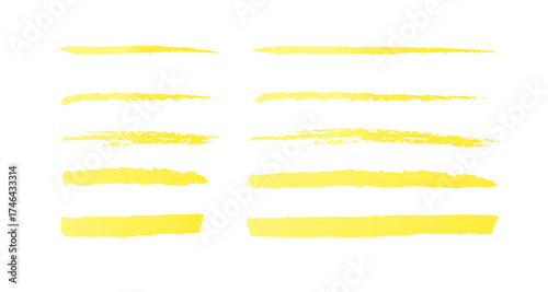 手描きのアンダーライン　長さの違うグラデーション　黄色