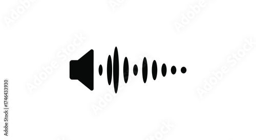 A minimalist black audio wave icon with speaker symbol symbolizing sound recording playback and music or voice communication silhouette