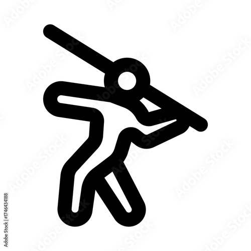 Dynamic flat javelin throw icon set for sports, athletics, and competition design projects