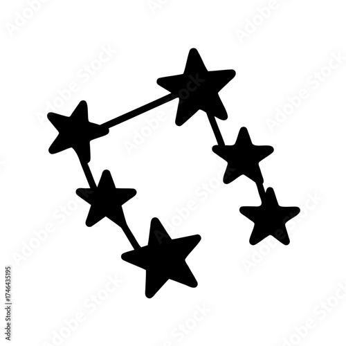 A celestial representation of star constellation with connected and prominent stars