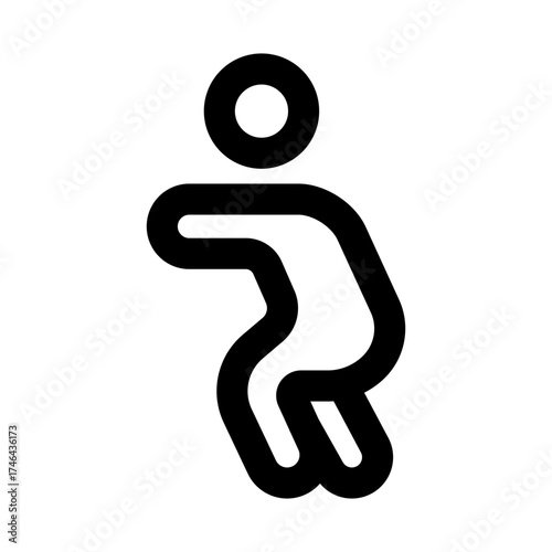 Bold flat squatting position icon set for strength training, health, and motion design