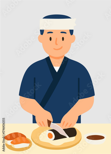 Japanese chef vector cutting sus m1.eps