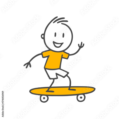 An Energetic Traveler Moving on a Skateboard, Enjoying Freedom and Speed with a Big Smile on Their Face.