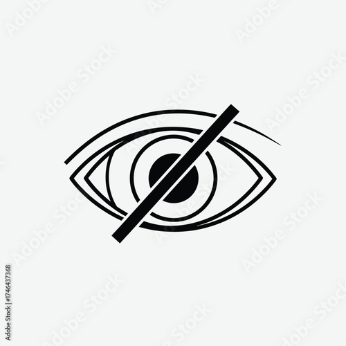 Vector illustration of eye with line through it, representing privacy