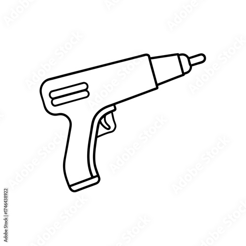 Outlined electric soldering iron on transparent background