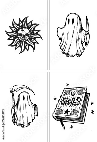 gosht clipart  hallowen pack book ghost and sun